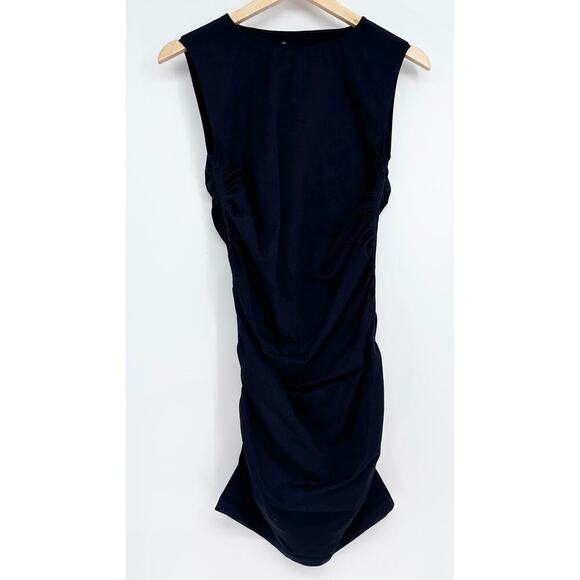 Blanqi Women's Black Everyday Tank Maternity Dress Crew Neck Ruched Side SZ‎ M/L - Picture 2 of 4